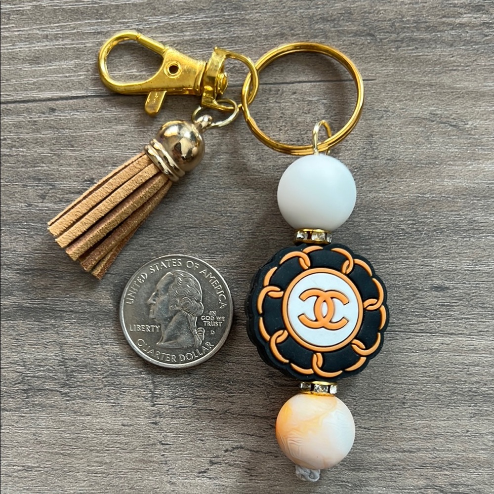 Black and Gold keychain with tassel